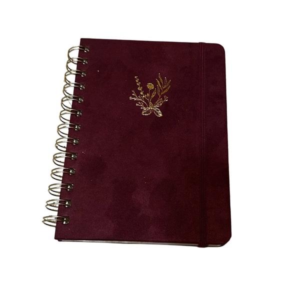 Threshold Burgundy Notebook with Gold Floral Design - Picture 1 of 4
